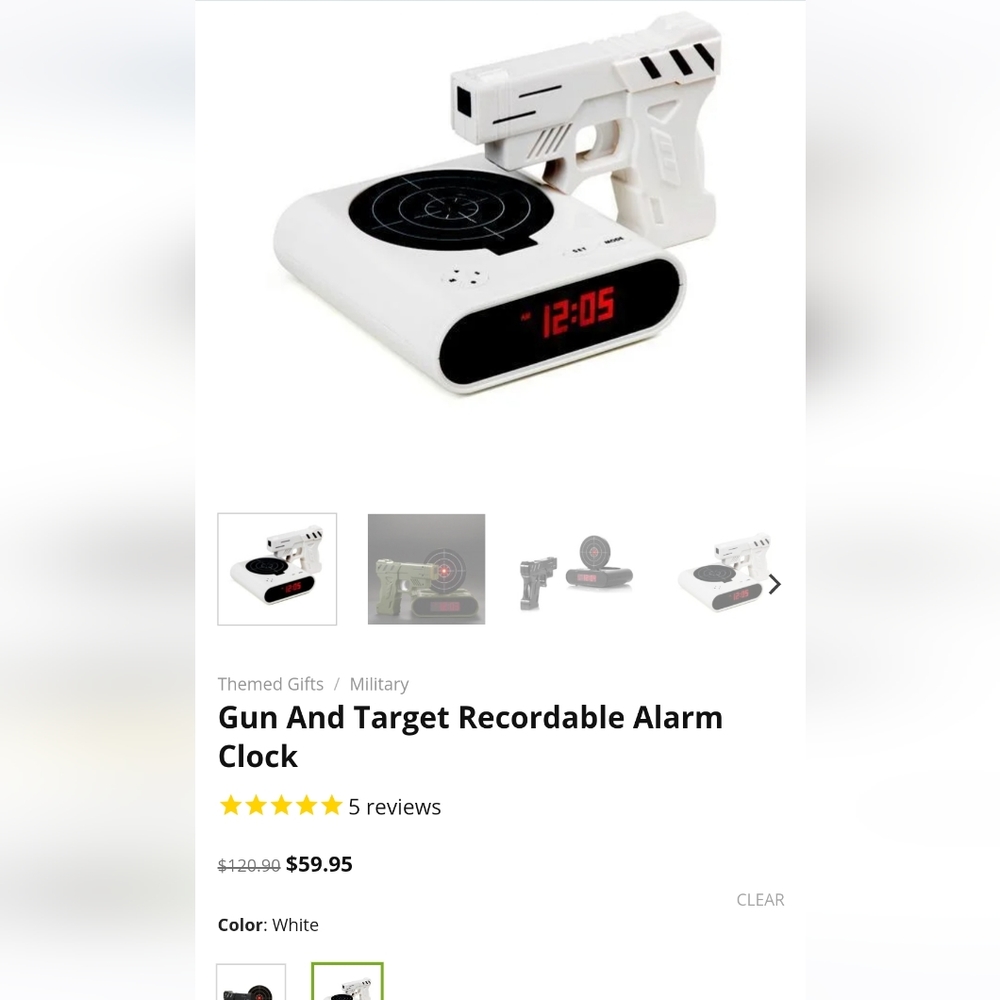 BOOM Gun Alarm Clock - Can even Record favorite TUNE to use as ALARM.